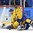 GANGNEUNG, SOUTH KOREA - FEBRUARY 15: Sweden's Simon Bertilsson #15 gets tangled up with Viktor Fasth #30 during preliminary round action at the PyeongChang 2018 Olympic Winter Games. (Photo by Andre Ringuette/HHOF-IIHF Images)

